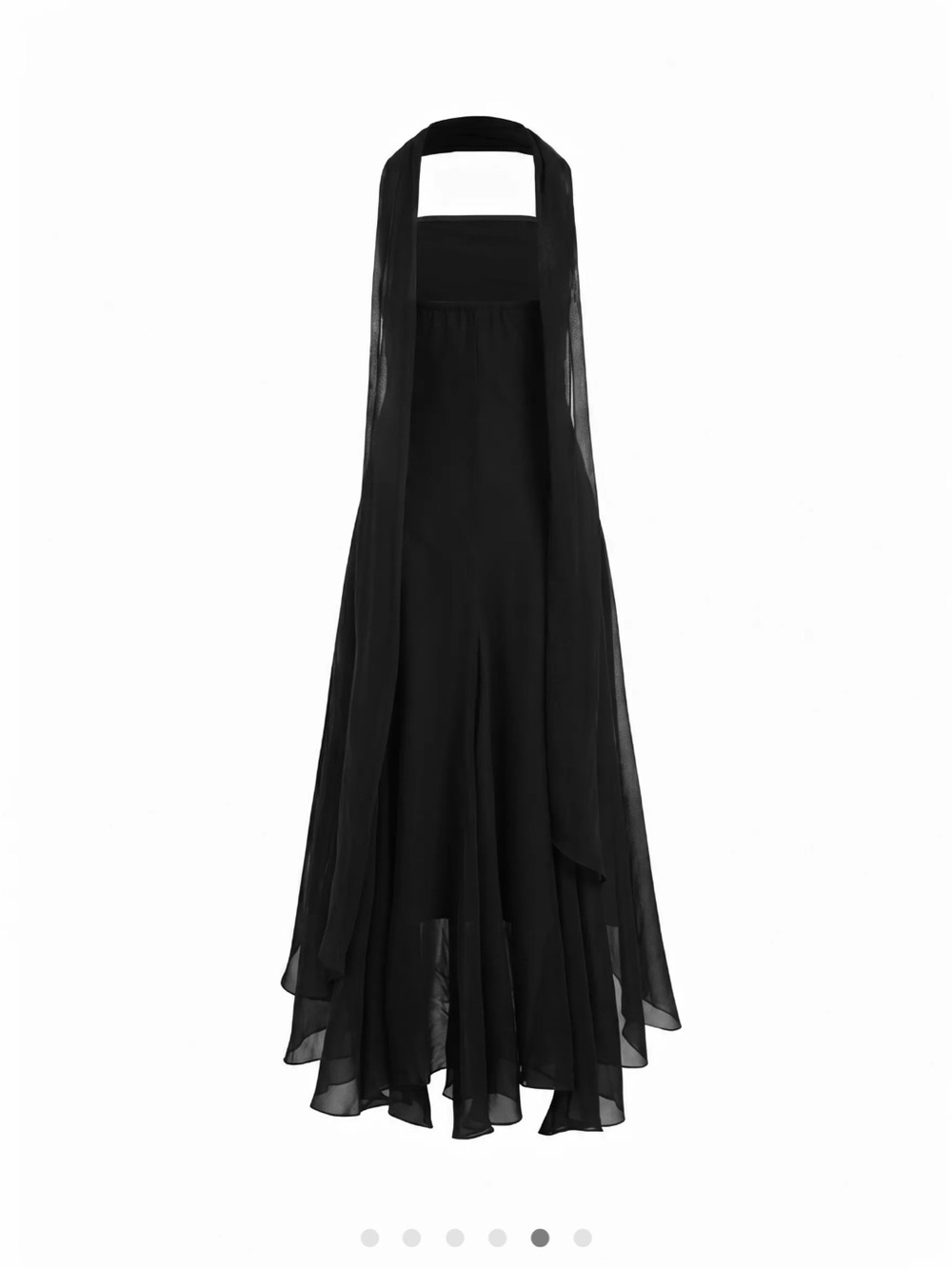 CIDER chiffon ruffled hem ruched maxi dress with neck scarf (FREE SHIPPING)